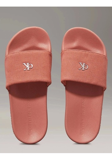 Calvin Klein Kadın Turuncu Slide Monogram Terlik Çok Renkli