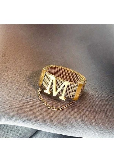 Fastbuy Altın 316l Paslanmaz Çelik Yüzük - Erkek Kadın Yeni Mektup Yüzük - Parti Takı Hediye Altın