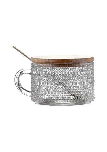 Vintage Cam Yulaf Ezmesi Kavanozu - 414 Ml Bambu Kapak Ve Kaşık Dahil B