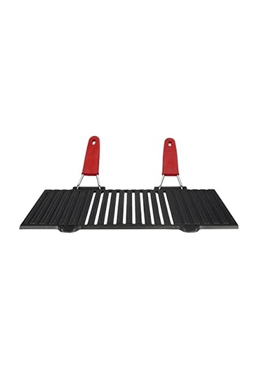 Döküm Mangal Izgarası, Çift Silikon Kulplu, 40 X 25 Cm 001 Siyah