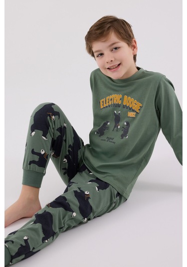 Rolypoly Erkek Çocuk Yeşil Pijama Takımı Rp3657-c-v2