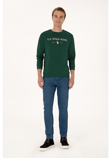 U.S. Polo Assn. Erkek Regular Fit Bisiklet Yaka Koyu Yeşil İnce Basic Sweatshirt 50313743-VR079 U.S. Polo Assn. Erkek Regular Fit Bisiklet Yaka Koyu Yeşil İnce Basic Sweatshirt 50313743-VR079