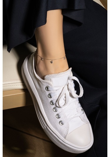 Kuzey Işıkları 18 Ayar Beyaz Altın Kaplama Gümüş Minimal Hal Hal Beyaz