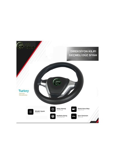 Direksiyon Kılıfı Geçmeli Düz Siyah siyah