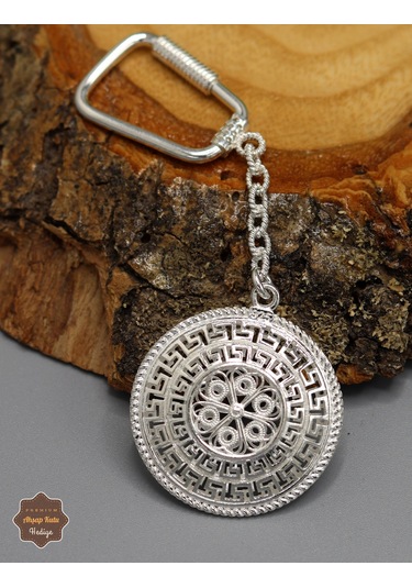 Karo Desenli Model 925 Ayar Gümüş Telkari Anahtarlık 201025143 Gümüş