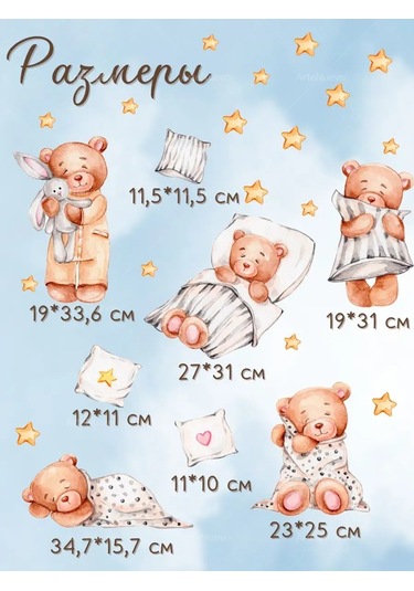 Artenuevo Duvar İç Mekan Çocuk Ayı Etiketleri 152778260 Mavi