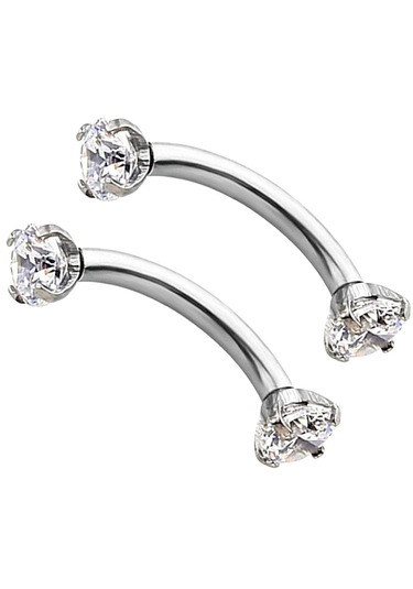 Homyl Paslanmaz Çelik Zirkon Kavisli Kaş Piercing Beyaz