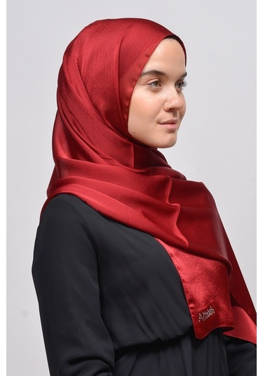Altobeh Janjan Şık Parlak Saten Dokulu Kadın Tesettür Abiye Şifon Şal - Bordo
