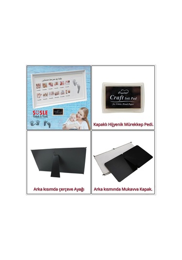 Bebek El Ve Ayak İzli Resim Çerçevesi, 39cm X 21cm - 12 Ay