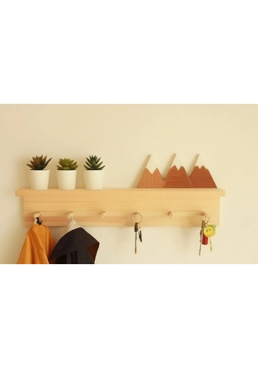 Dekoratif Askılı Raf 40cm X 12cm X 9cm Krem