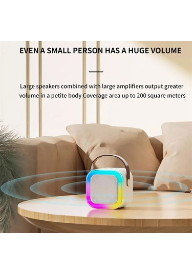 Mini Kablosuz Bluetooth Karaoke Hoparlör Kareoke Makinesi Mavi