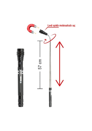 Kwb 49954090 Lampe Teleskopik Mıknatıslı Led Fener Siyah