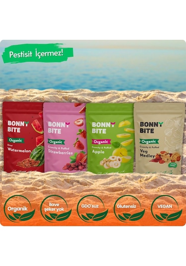 Kurutulmuş Organik Karpuz, Çilek, Elma & Sebze 4'lü Paketi Diğer