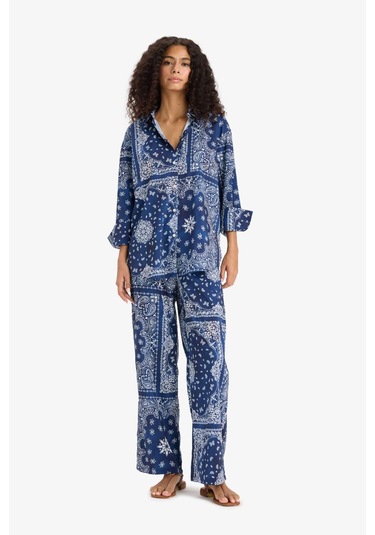 Defacto Regular Fit Şal Desenli Plaj Pantolonu-fall İn Love F8336ax25hsnv241 Lacivert