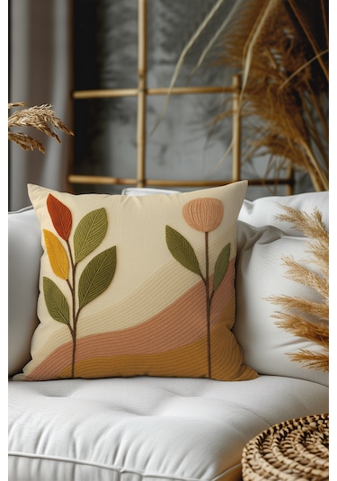 2 Li Nakış Desenli, Çift Taraflı Baskı, Kırlent Kılıfı Seti 01