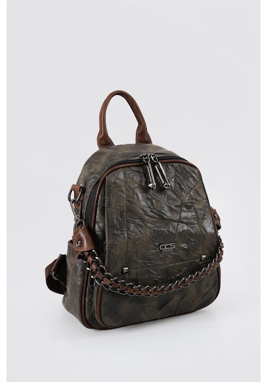 Ççs 17635 Kadın Omuz Ve Sırt Çantası Koyu Yeşil