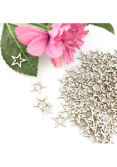 Xiyyadms Ahşap El Sanatı Yıldız Desenli Delikli Parçalar - 20mm 100 Adet Dıy Dekorasyon Aksesuarı