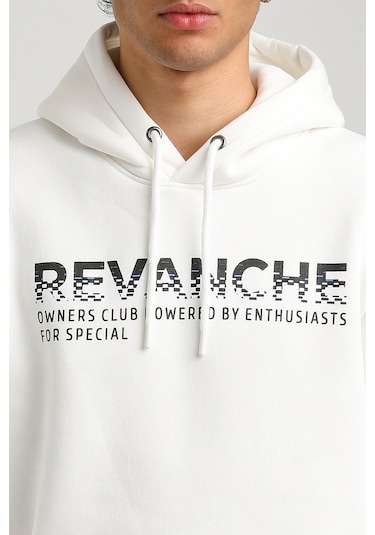 Kapüşonlu Ekru Slim Fit Hoodie 23fwm64062-ekru Ekru