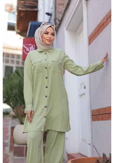 Cep Detaylı Tesettür Mint Takım Mint Mint Yeşili