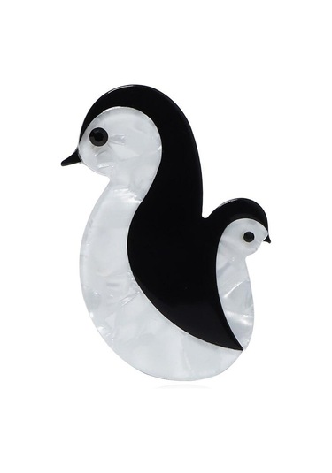 Blucome El Yapımı Akrilik Hayvan Penguen Broş Kadın Erkek Güzel Oturma Pet Rahat Parti Broş Pin Takı Aksesuarları Siyah