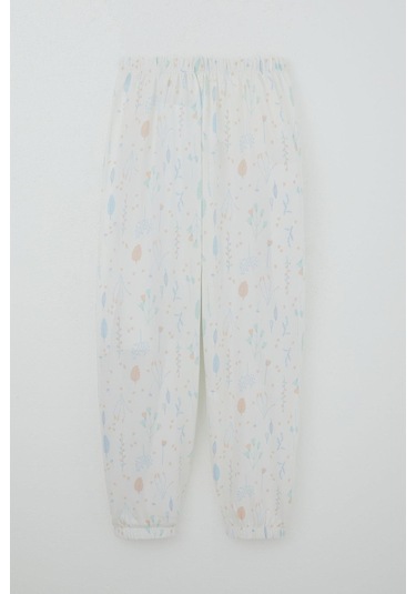 Breeze Kız Çocuk Pijama Takımı Bahar Fısıltısı Renkli Yapraklar Desenli 4-8 Yaş, Ekru Ekru