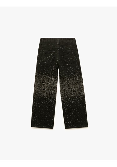 Koton Pamuklu Cepli Geniş Paça Denim Pantolon Siyah 6wkg40051ad