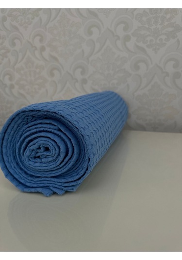 Premium %100 Pamuk Çift Kişilik Yazlık Pike, Yatak Örtüsü,terletmez Kumaş Mavi Renk 240x200cm Mavi