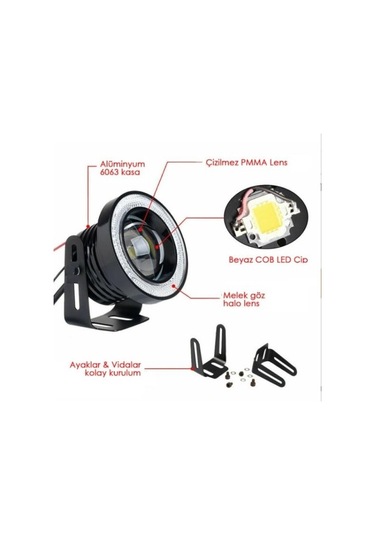 Angel Led Sis Farı 76mm Beyaz Universal Mercekli Sis Beyaz