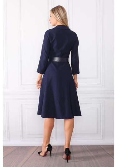 E.T.'S Element'S Kadın Kruvaze Yaka Elbise Lacivert