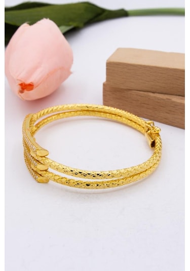 Latif Kuyumculuk 22 Ayar Altın İki Sıra İşlemeli Kaburga Kadın Bileklik Lkbk1152