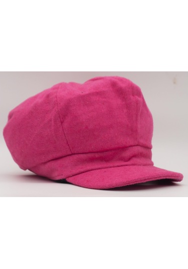 Şapkadan Kadın Yünlü Vintage Kasket Retro Kışlık Şapka 45645dr56704 Koyu Pembe