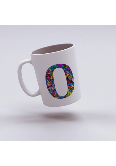 O Harfi Bardak 330 Ml İsme/harfe Özel Hediye, Renkli Harf Tasarım Beyaz