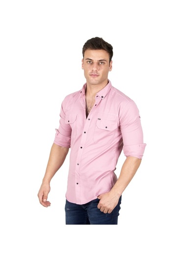 Deepsea Erkek Pembe Çıtçıtlı Kot Gömlek 2300419 Pembe