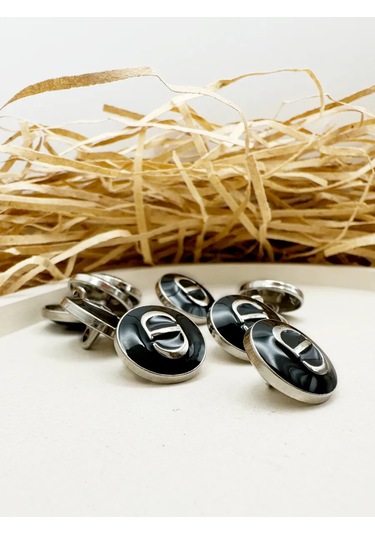 Marusina Skatulka Siyah Metal Düğmeler Dc 15 Mm 370470299