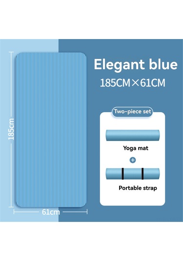 Ranyeek Nitril Kauçuk Köpük Antipatik Yoga Matı - 185x80x1cm, Erkek/kadın/çocuk İçin, Pilates Ve Zemin Egzersizleri, Dayanıklı, Yumuşak Yastık, Askıyla Mavi Mavi