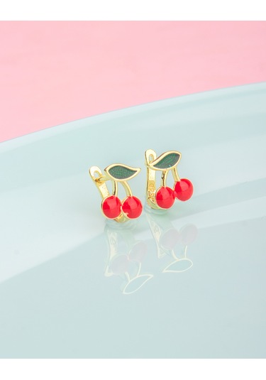 925 Ayar Gümüş Kiraz Çocuk Küpesi