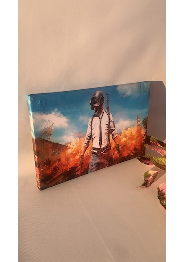 Pubg Oyun Görseli Natürel Tasarım Ahşap Çerçeve Ev İşyeri Duvar K