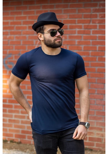 Lacivert Basic Rahat İnce Petek Kumaş Spor Erkek Tshirt 22ETSHPORT Lacivert