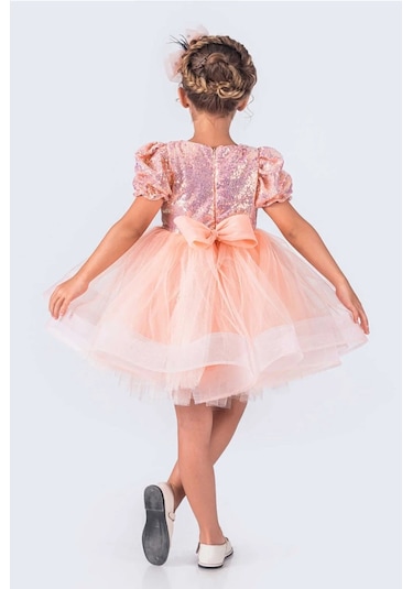 Kısa Kol Balerin Elbise Tütü Etek Pul Payetli SOMON