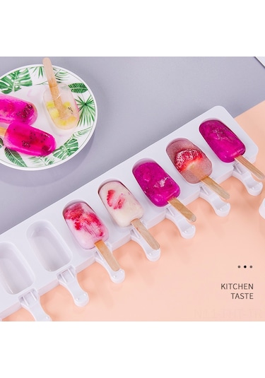 Hangfox 8'li Elips Şekilli Gıda Kalitesi Silikon Dondurma Kalıbı - Çikolata Ve Dondurma Yapımı, Kolay Kullanım, Dayanıklı Malzeme