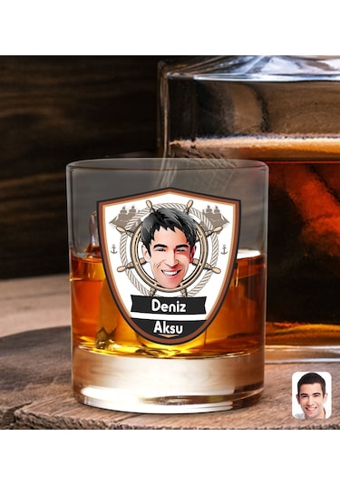 Bk Gift Kişiye Özel İsimli Dtf Karikatürlü Denizci Tasarımlı Viski Kadehi-1, Arkadaşa Hediye, Sevgiliye Hediye Kobitmeyencom30365 Bk Gift
