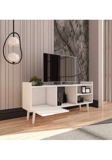 Leo Tv Ünitesi Beyaz Televizyon Konsolu 140 Cm Ekonomik Modül Seh