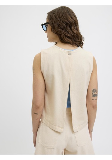 Jack & Jones Kadın Sirt Detayli Denim Bluz - Dora - 12277036 Off-white Denim