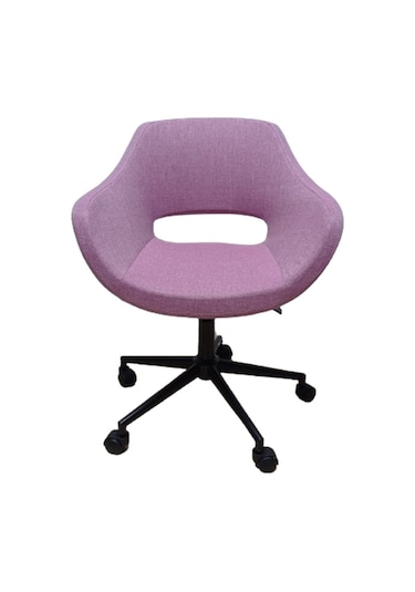 Ofis Koltuğu Çalışma Sandalyesi Pembe Renk Keten Kumaş Döküm Süng