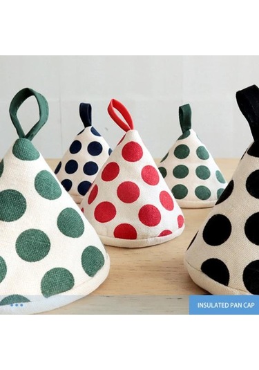 Kırmızı Üçgen Pamuk Pot Kulp Kılıfı Isıya Dayanıklı Nokta Baskı Haşlanma Geçirmez Asılı Döngü Kalın Mini Mutfak Kalbur Kızartma Tavası