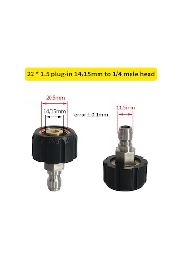 Geeroyoo Yüksek Basınçlı Yıkama Makinesi Hızlı Bağlantı Seti - Pirinç Malzeme, 8 Parça, 22 14/1/2 3/8 Dönüştürücü