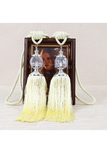 Geeroyoo "2'li Perde Bağlama Püsküllü Set - 66 Cm Plastik Ve Polyester"