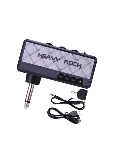 Geeksen Elektrik Gitar Kulaklık Amfisi Amfi 1/4 İnç Fiş 3.5mm Kulaklık Jakı Ve Aux Girişi Distoon Etkisi Dah Gri