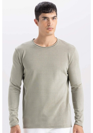 DeFacto Relax Fit Bisiklet Yaka Basic Düz Triko Kazak D3278AX24WNKH461