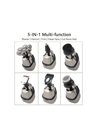 Xuweiwei Gri Chın 7d Usb Sarjli Erkek Tiras Makinesi Islak Kuru Kullanim 5li Bakim Seti Sakal Duzenleyici